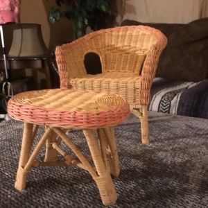 Vintage Child Wicker Chair and Table for doll